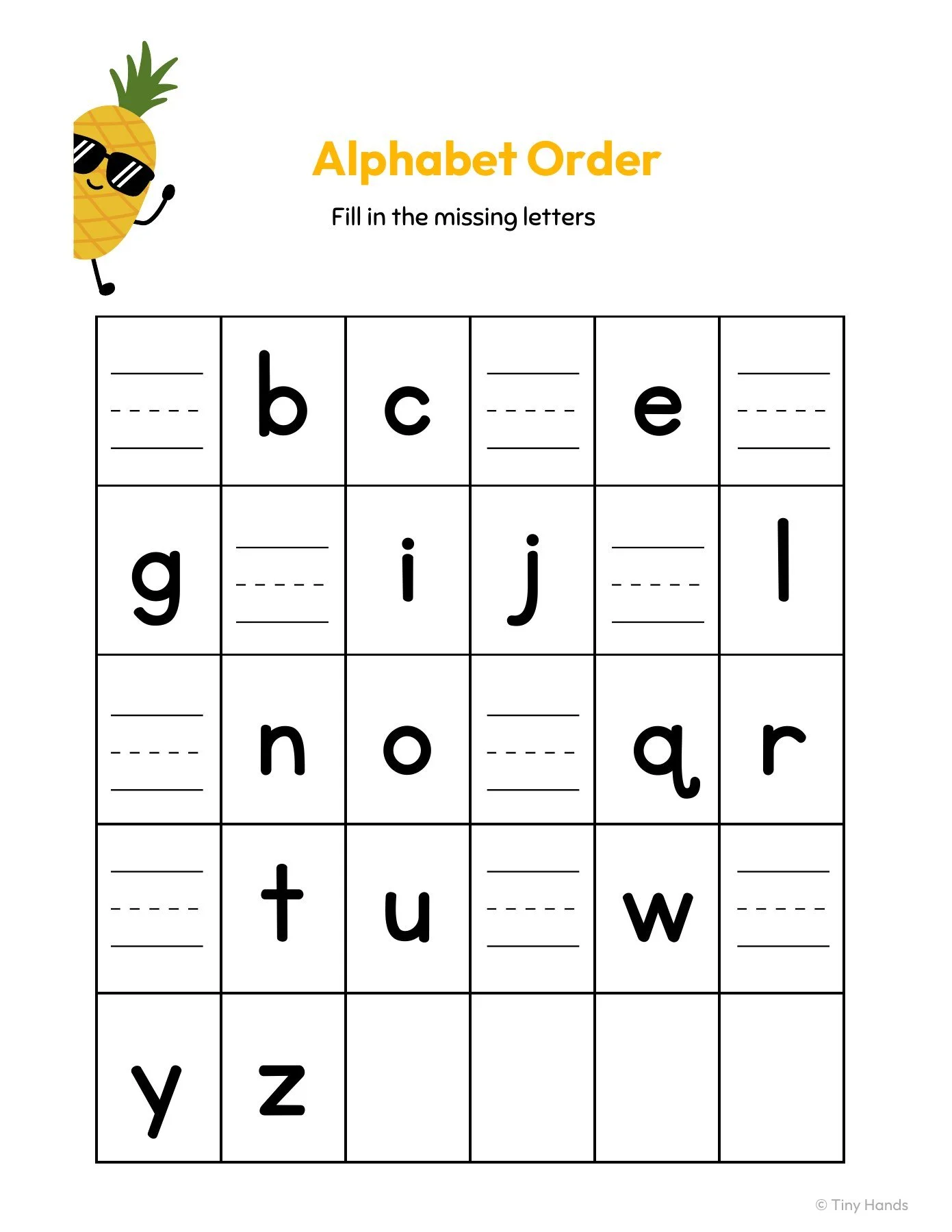 Alphabet Order & Missing Letters