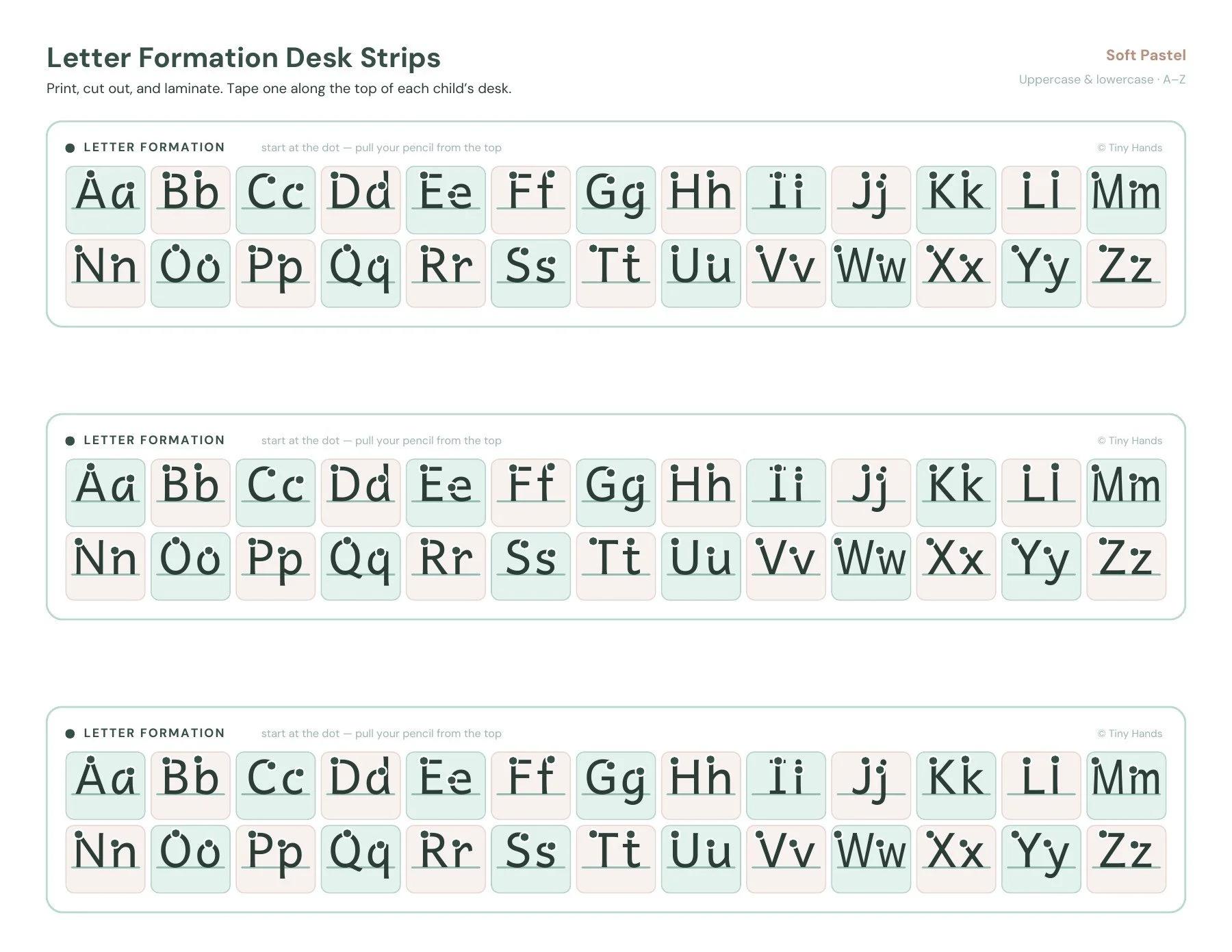 Letter Formation Desk Strips