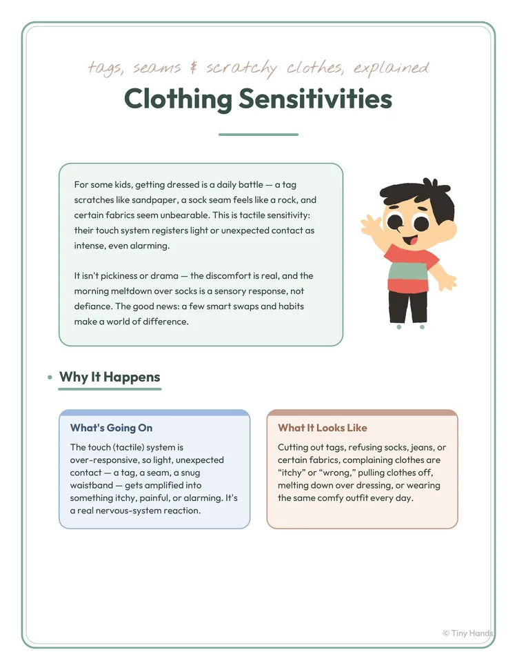 Clothing Sensitivities cover — Tiny Hands free printable guide to clothing sensory issues