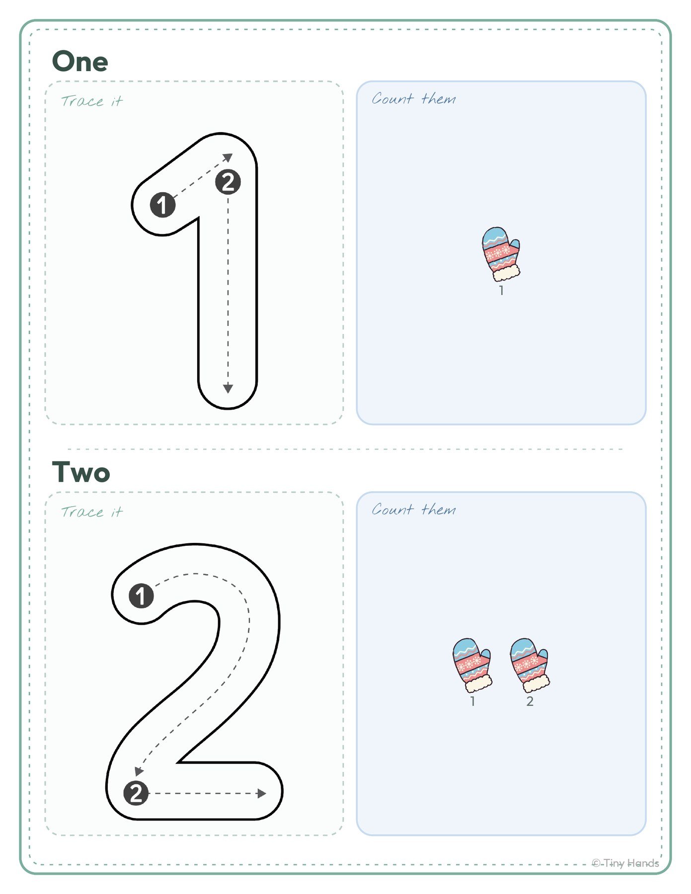 Count the Mittens 1–10