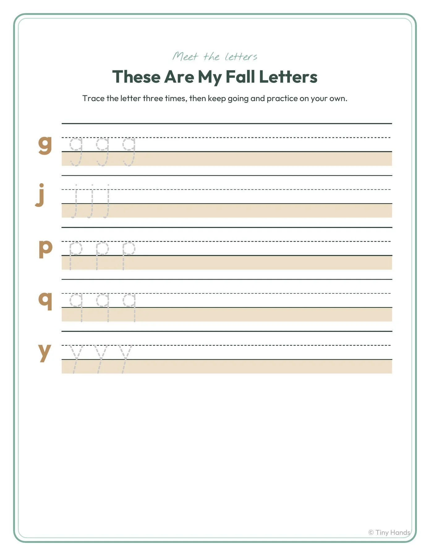 Fall Letters Handwriting Worksheets