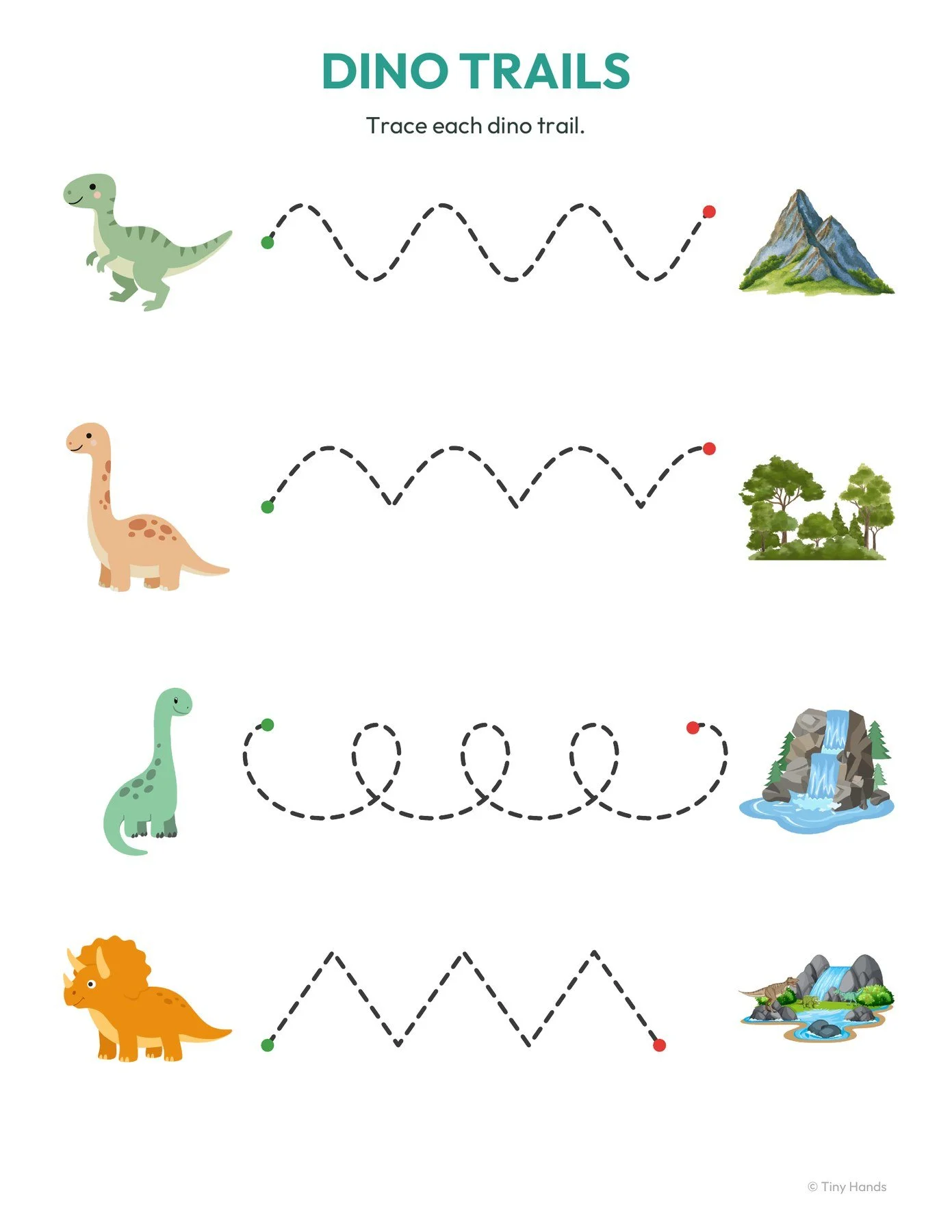 Dinosaur Prewriting Strokes