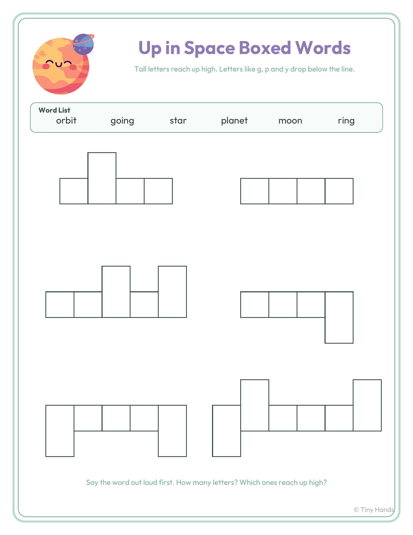 Space & Science Boxed Words