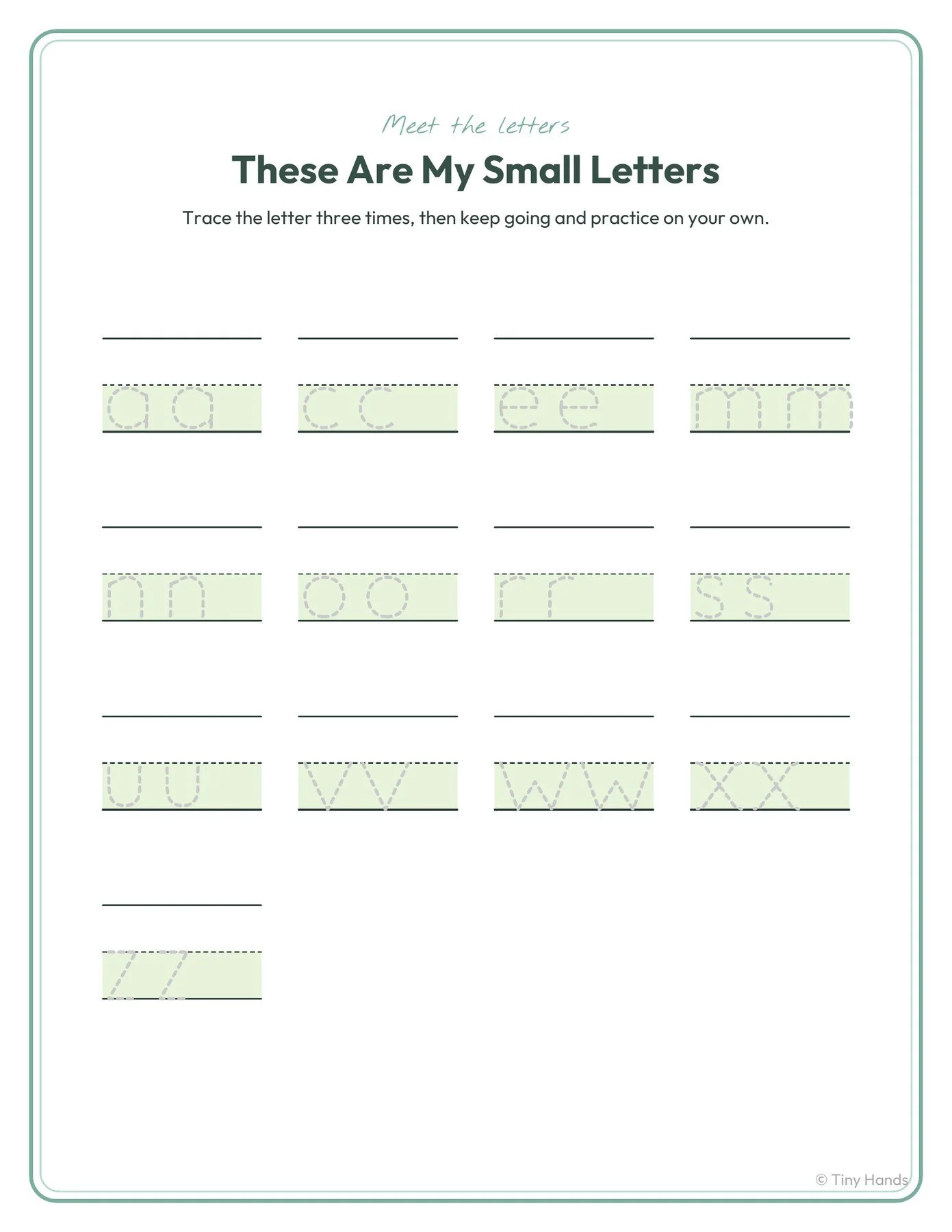 Small Letters Handwriting Worksheets