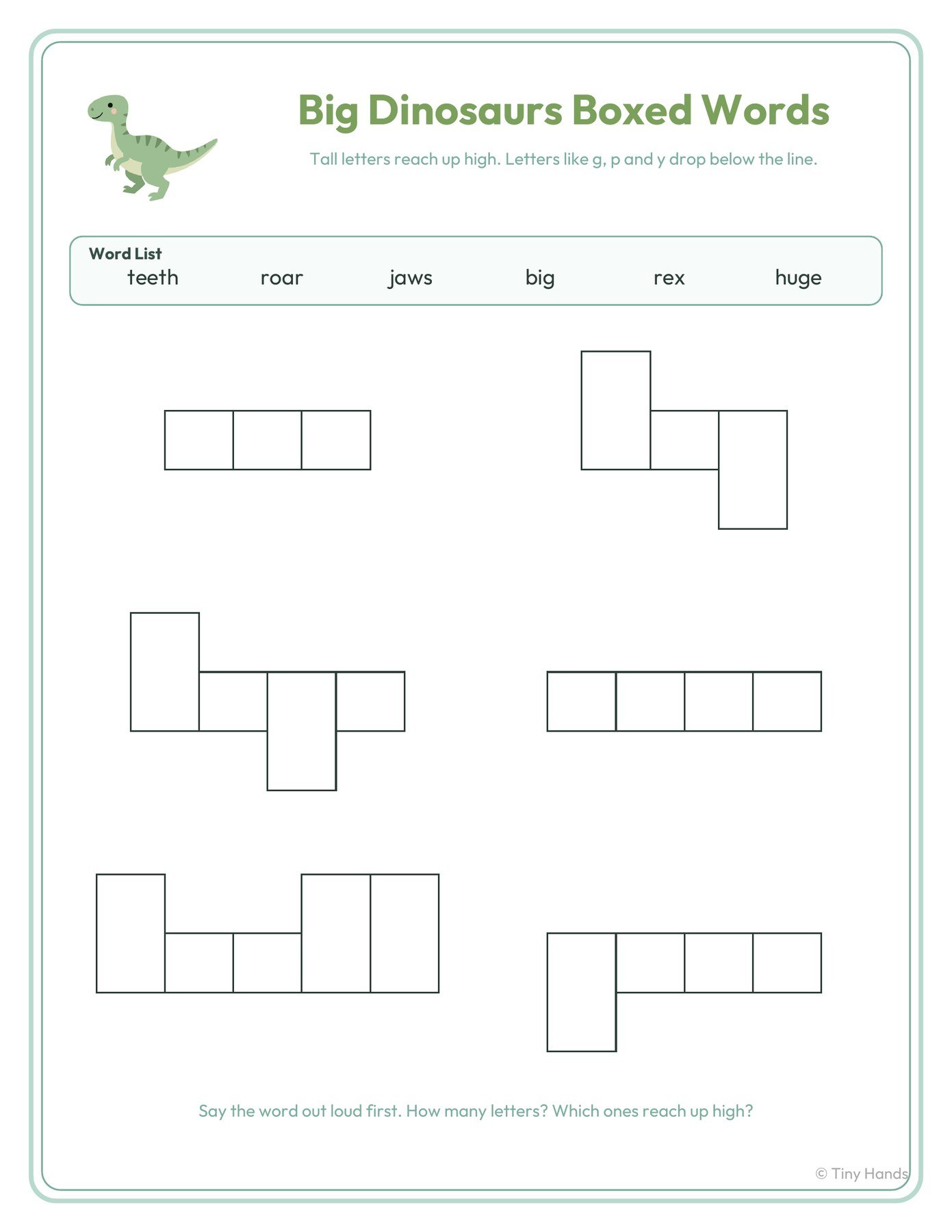 Dinosaurs Boxed Words