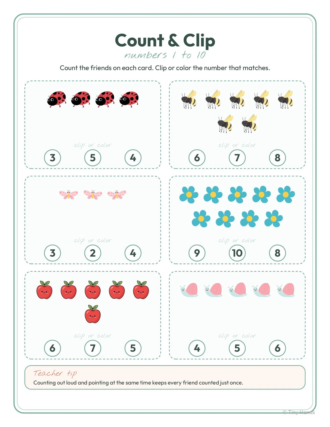 Counting Garden Friends: Count, Clip & Graph