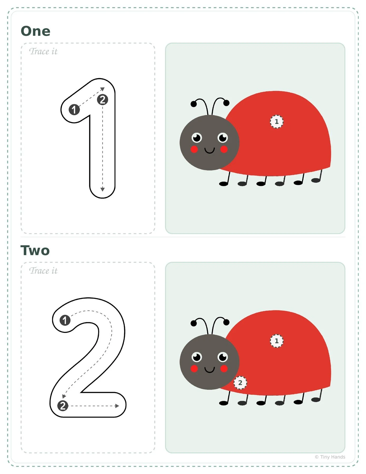 Count the Ladybug Spots 1–10
