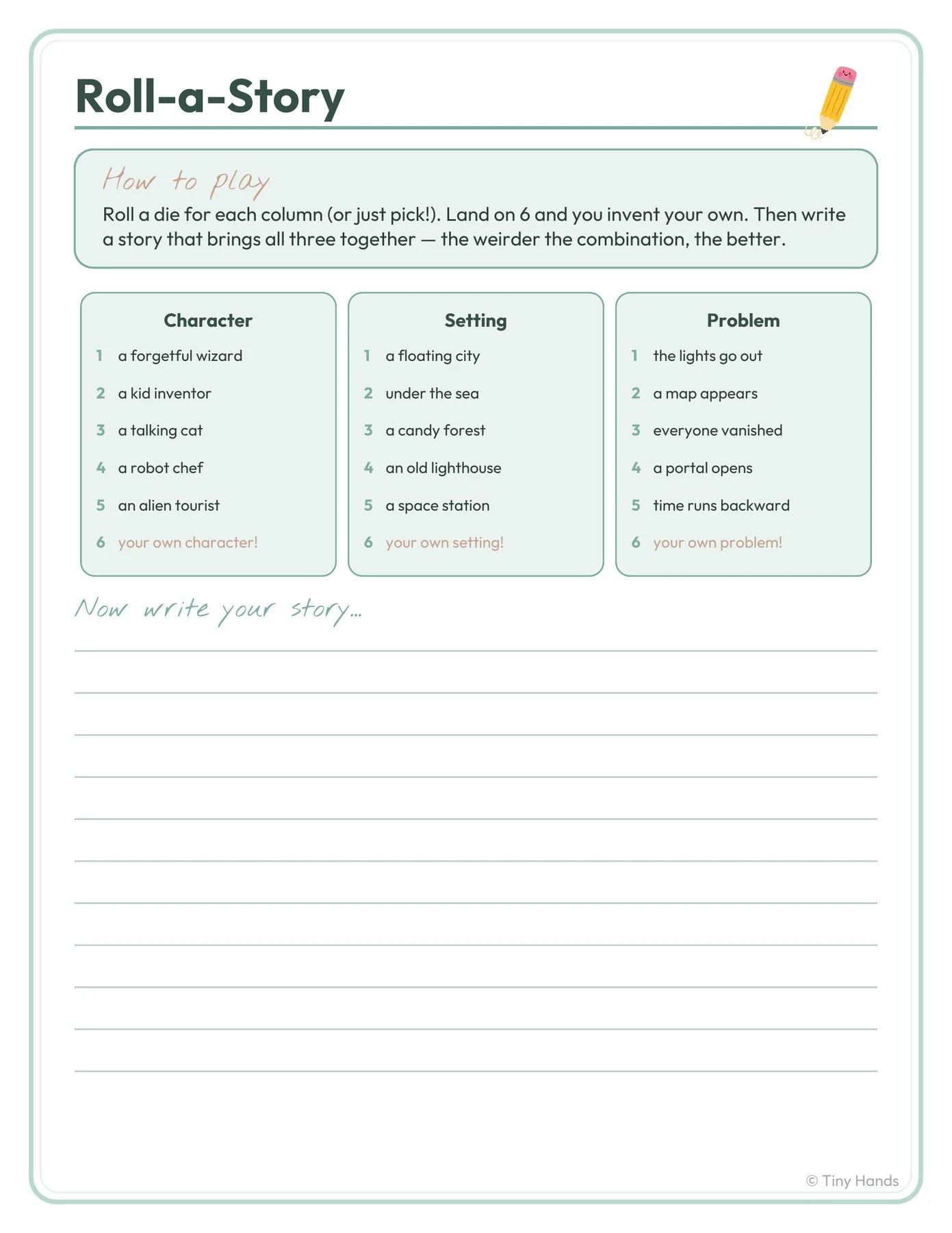 Roll-a-Story Writing Prompt