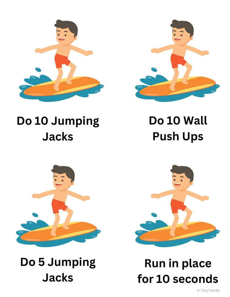 Summer Gross Motor Cards printable from Tiny Hands