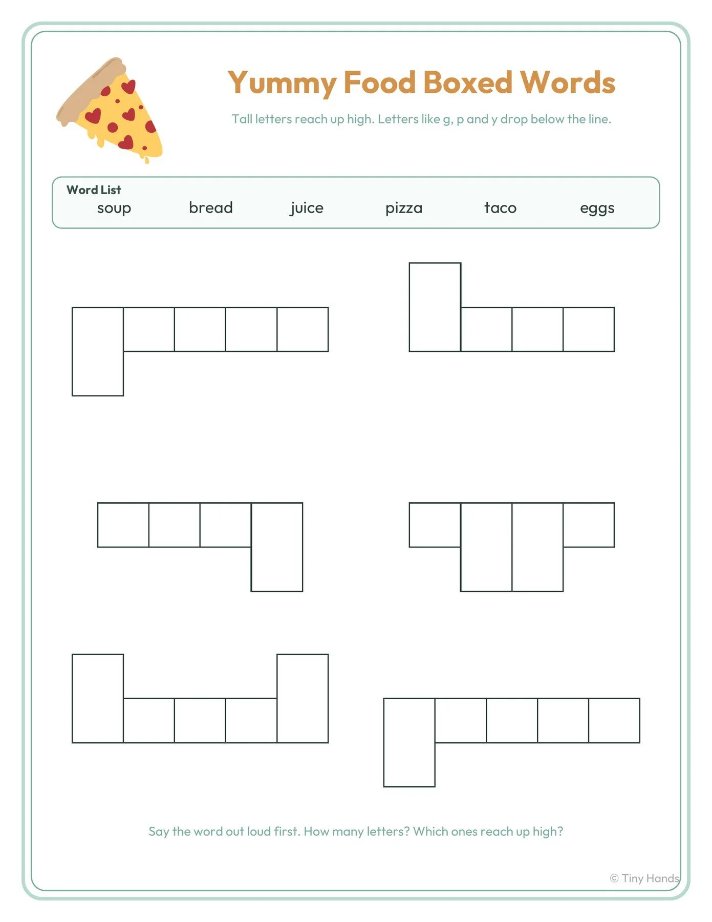 Food & Cooking Boxed Words