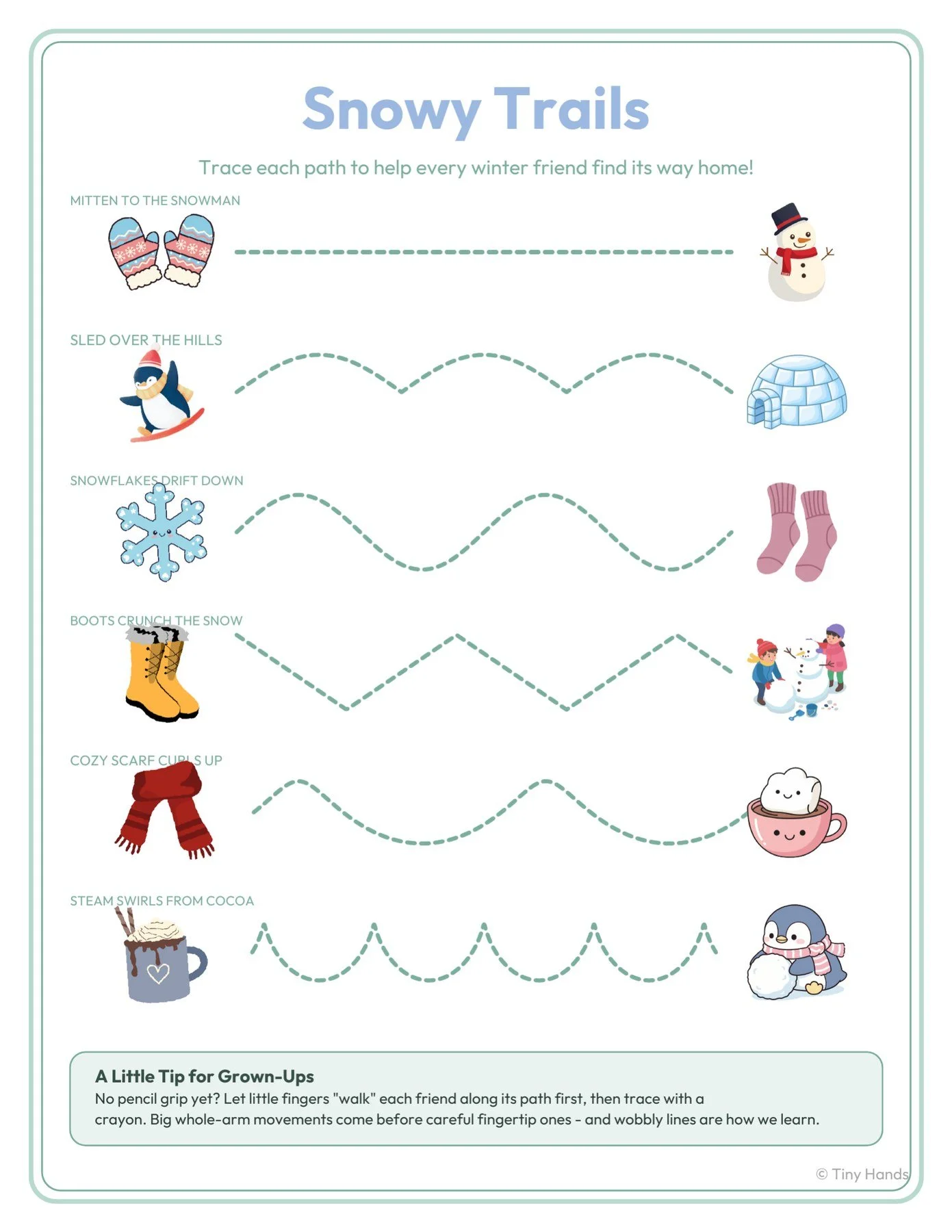 Winter Trails Prewriting