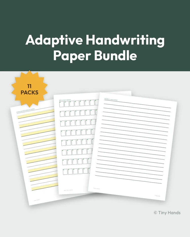 Adaptive Handwriting Paper Bundle printable from Tiny Hands