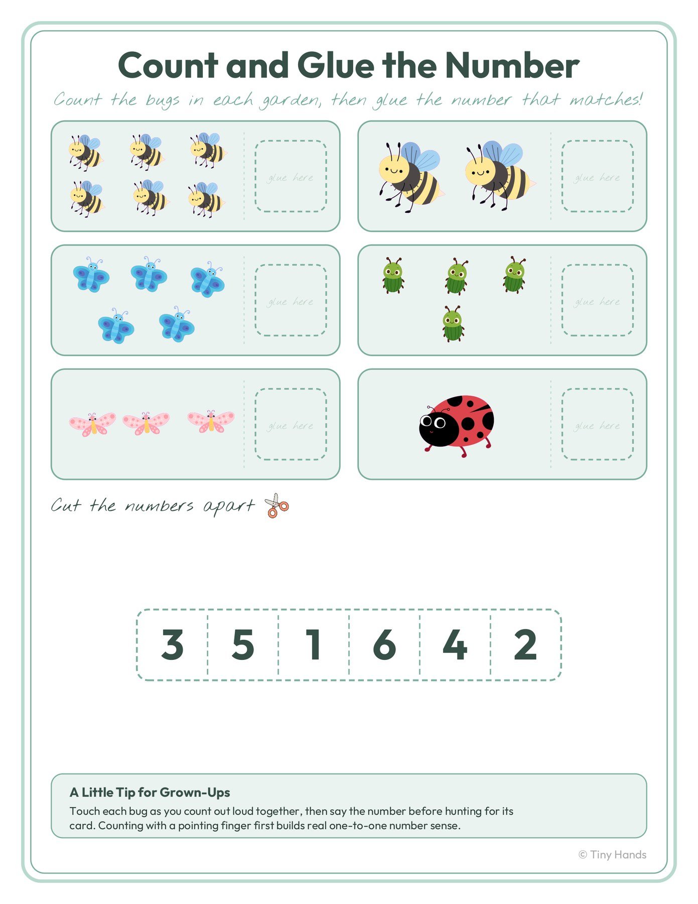 Counting Bugs Cut & Paste 1–10