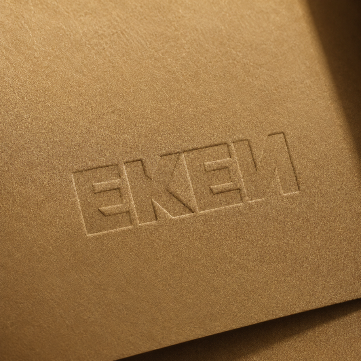 Close-up of a textured tan surface with the word 'LEXAR' embossed in uppercase letters.