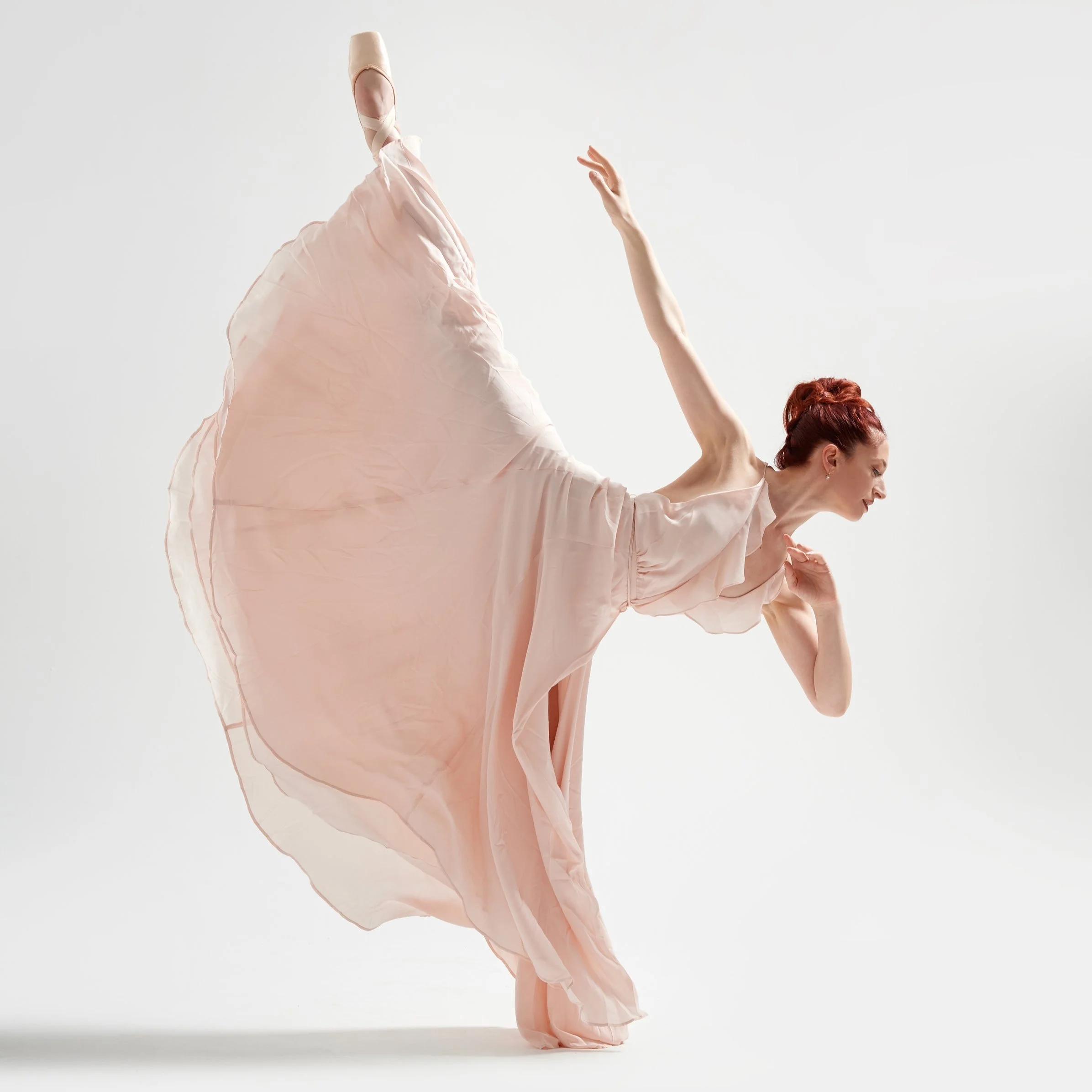 ballet dancer in a flowing pink dress
