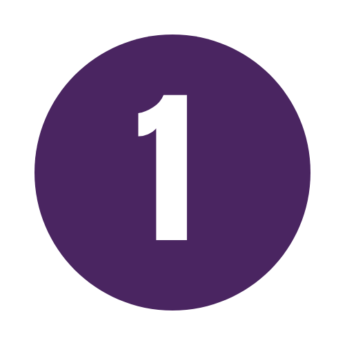 A purple circle with a white number one in the center.