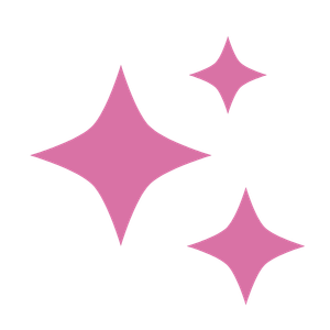 Three pink sparkling stars on a black background.