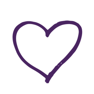 Purple outline of a heart on a black background.
