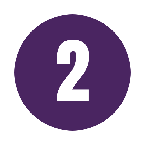 Purple circular badge with white number 2 in the center.