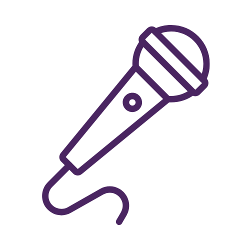Simplified illustration of a microphone with a cord.
