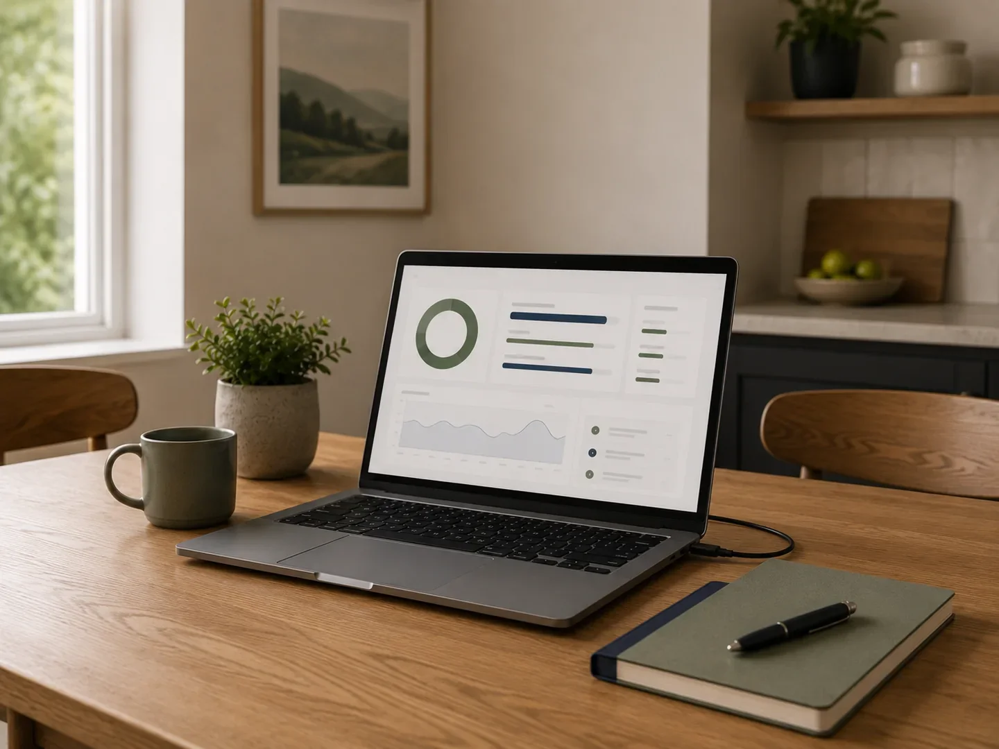 Home energy information displayed on a laptop