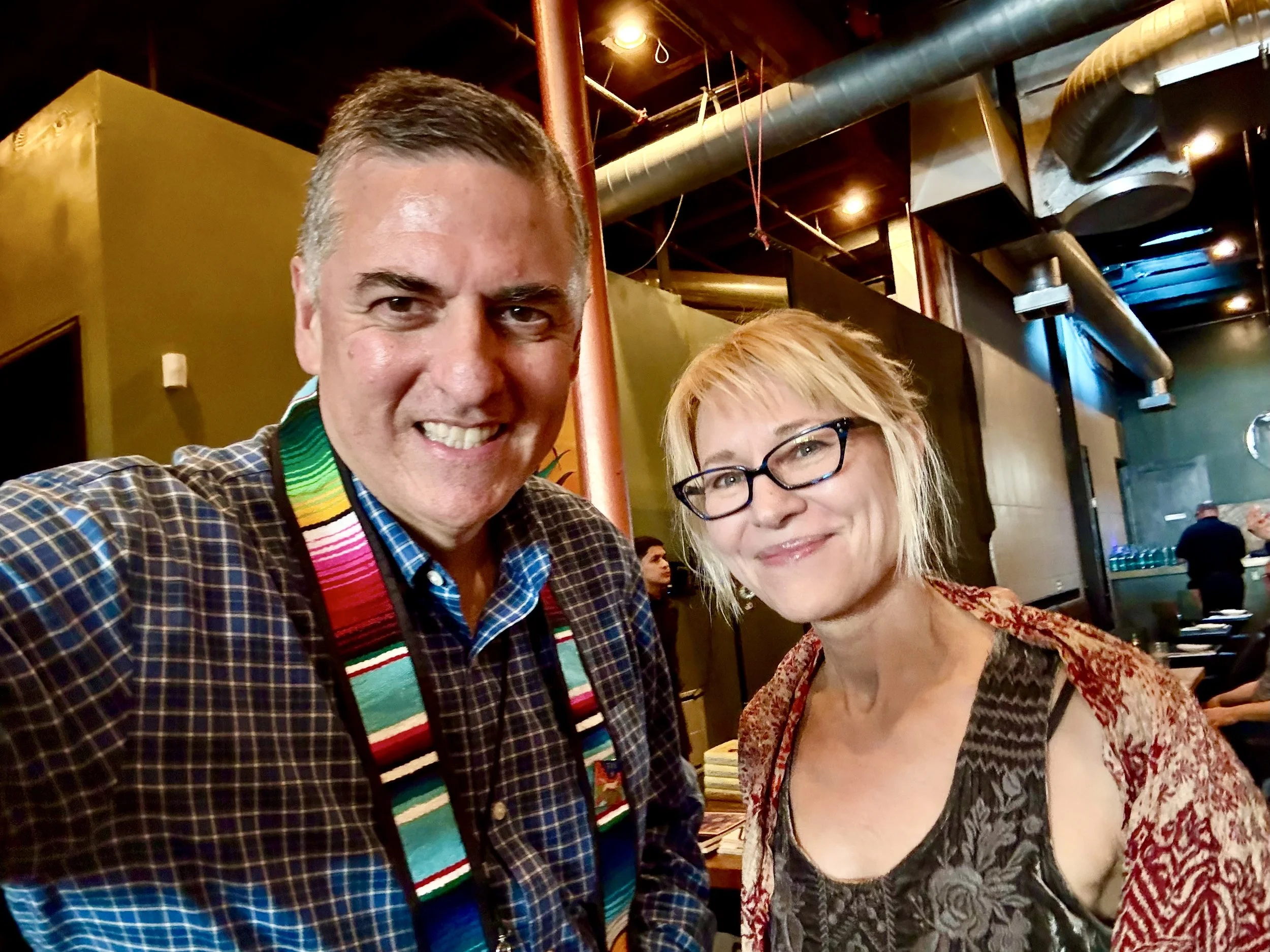Sergio Troncoso and Elizabeth Crook at annual banquet, Texas Institute of Letters, Brownsville, TX, April 26, 2025.