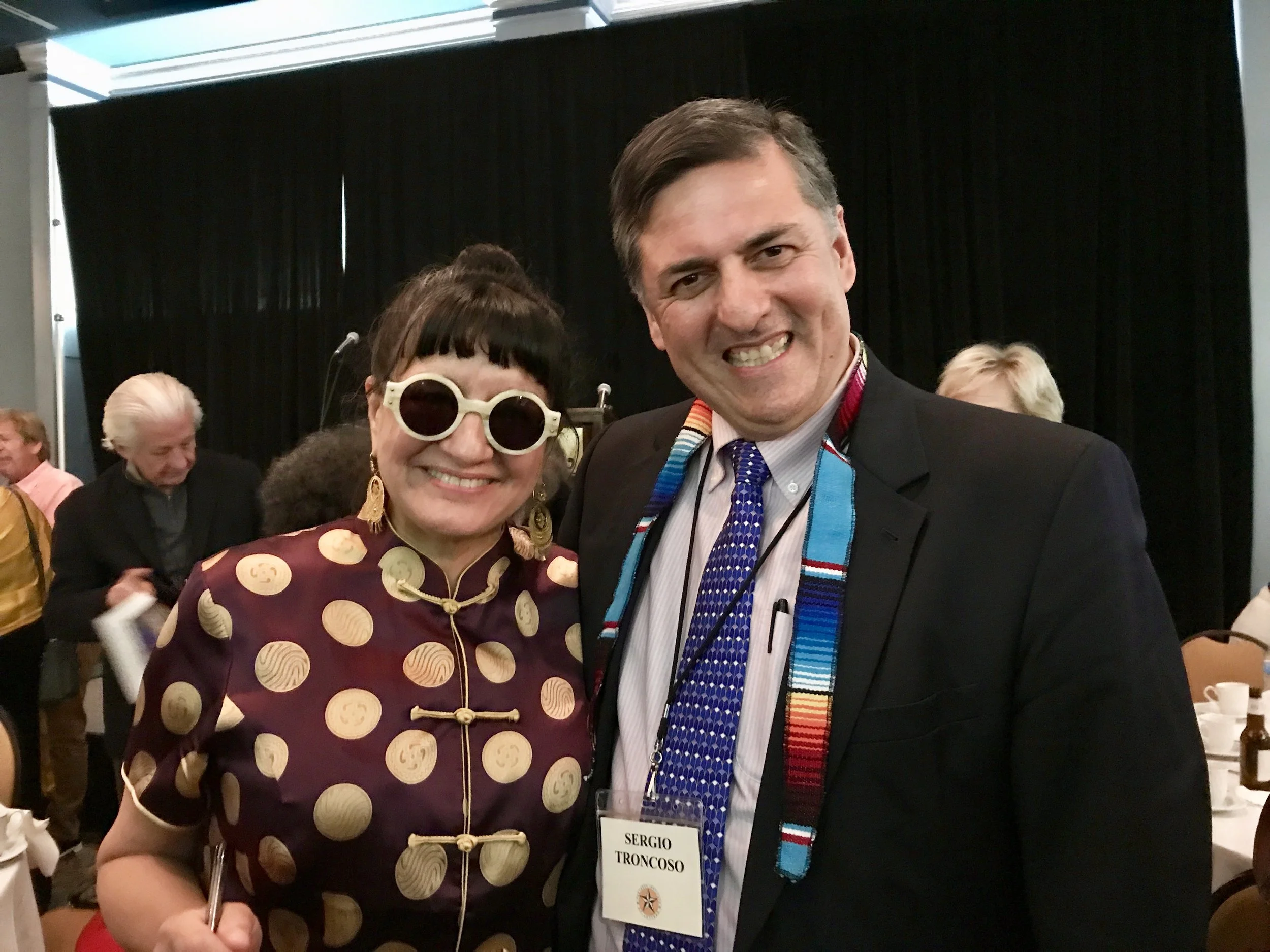 Sandra Cisneros and Sergio Troncoso at Annual Meeting of Texas Institute of Letters, San Antonio, TX, 2018.