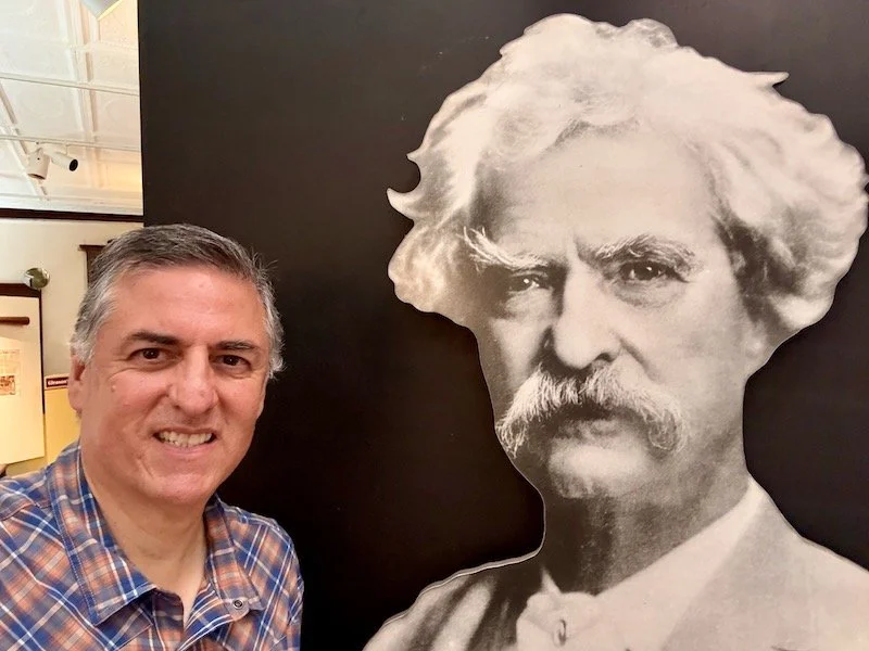 Sergio Troncoso at the Chemung County Historical Society's Mark Twain exhibit in Elmira, NY, August 2026.