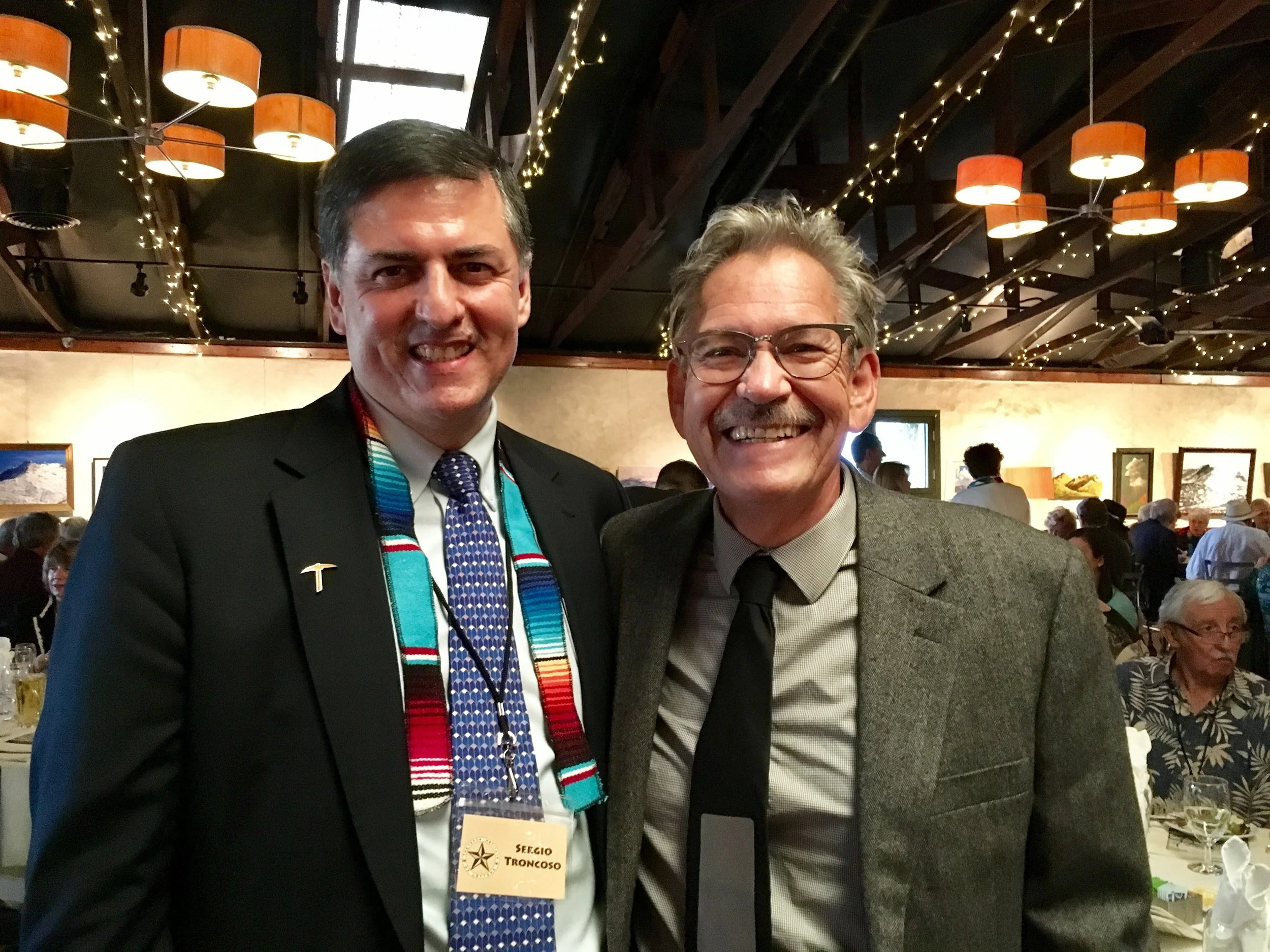 Sergio Troncoso with Benjamin Alire Saenz at Annual Banquet of Texas Institute of Letters, El Paso, TX, 2017.