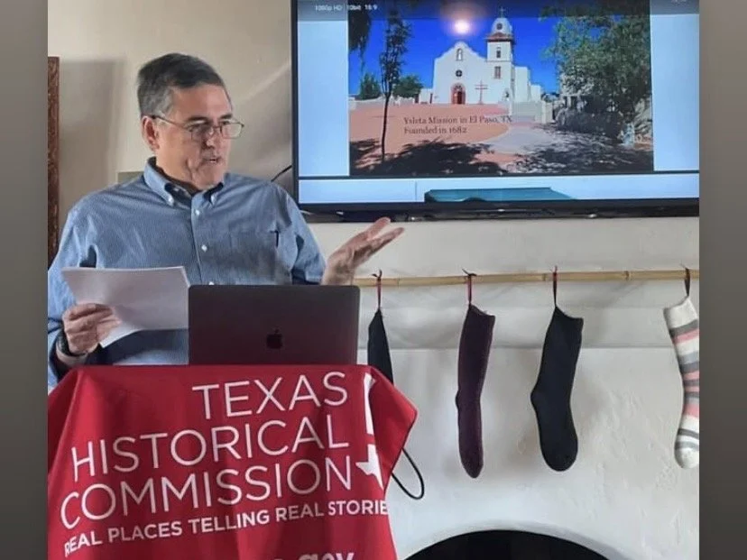 Sergio Troncoso giving a lecture at Magoffin Historic Home in El Paso, TX, December 18, 2024.