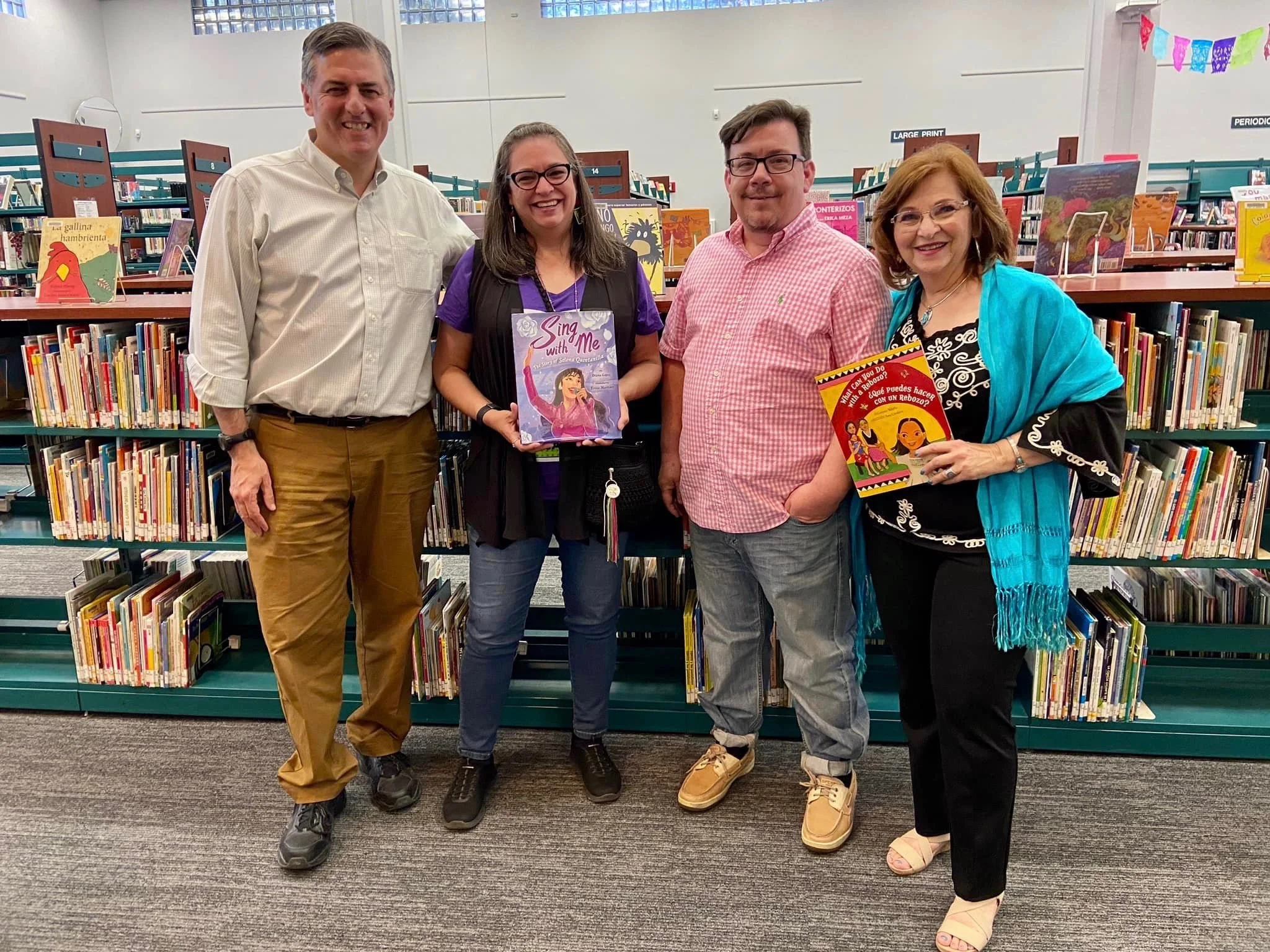 Sergio Troncoso, Diana Lopez, David Bowles, Carmen Tafolla, Sergio Troncoso Branch Library, 2022.