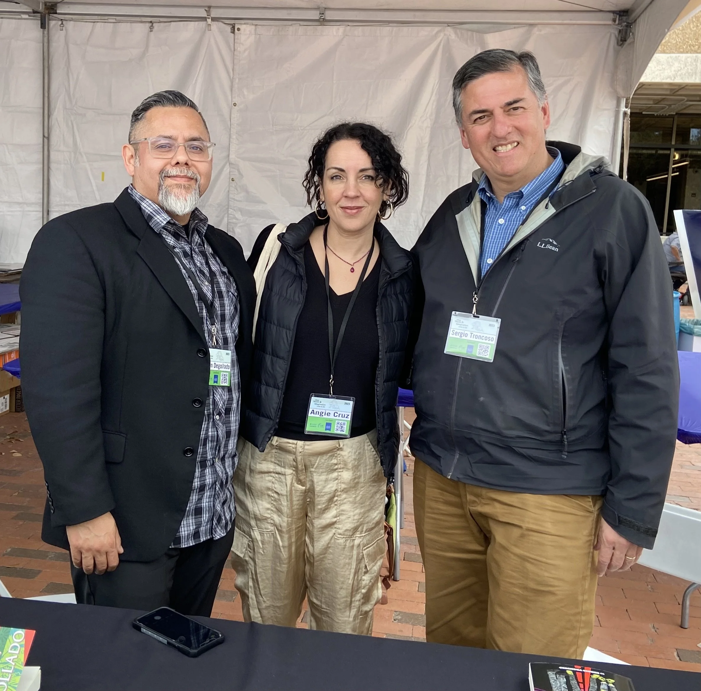 Ruben Degollado, Angie Cruz, and Sergio Troncoso, Tucson Book Festival, 2023.