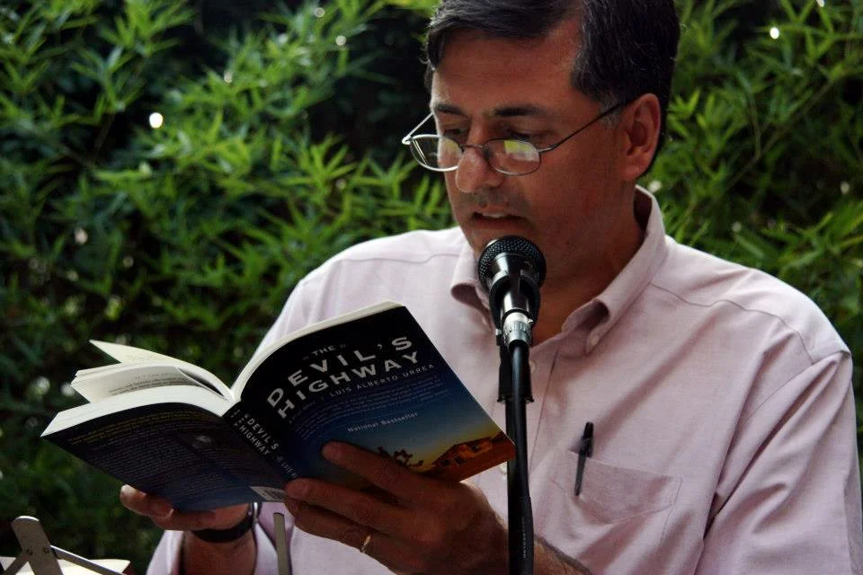 Sergio Troncoso reading from a banned book in Arizona, Luis Urrea's The Devil's Highway, La Casa Azul Bookstore, New York, NY, 2012.