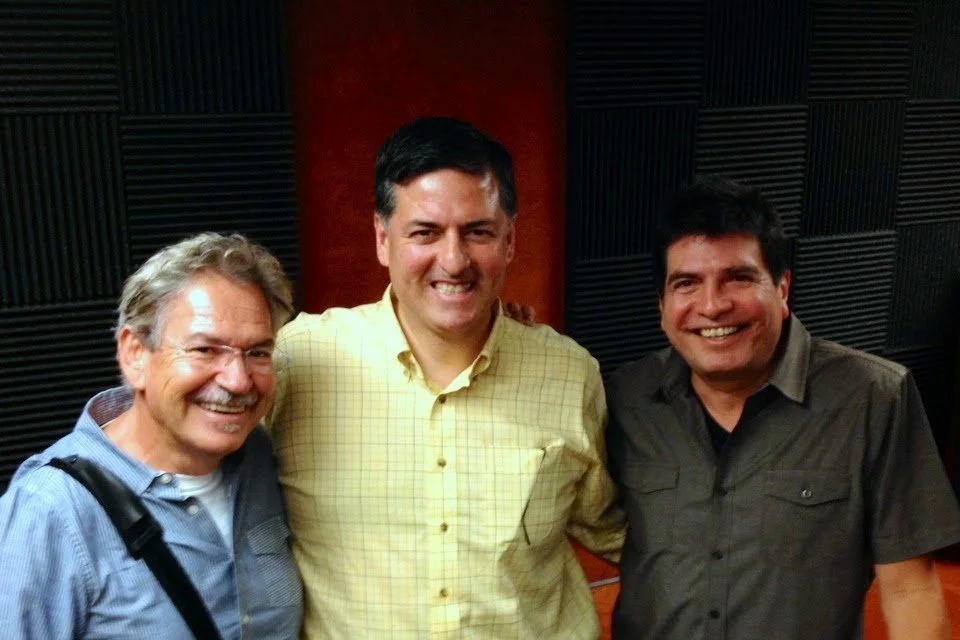 Benjamin Alire Saenz, Sergio Troncoso, Daniel Chacon at KTEP's "Words on a Wire" in El Paso, TX, 2014.