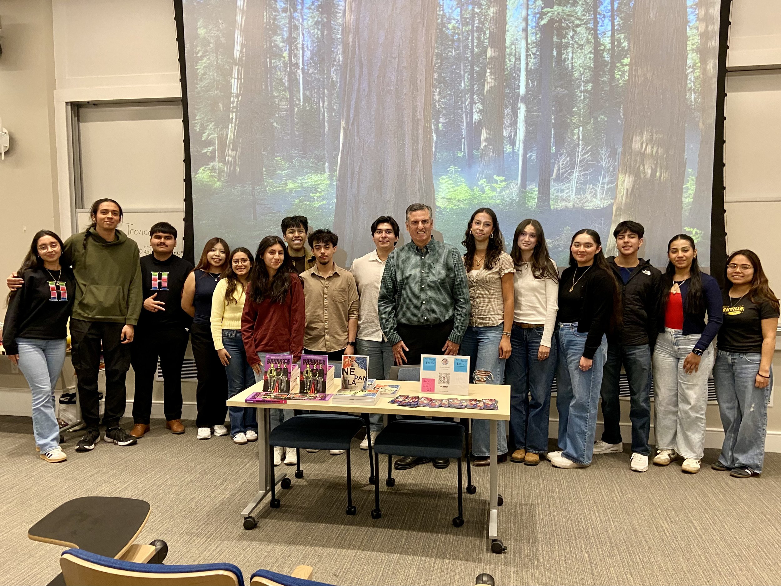 Sergio Troncoso with members of Harvard/Radcliffe RAZA, March 28, 2025.