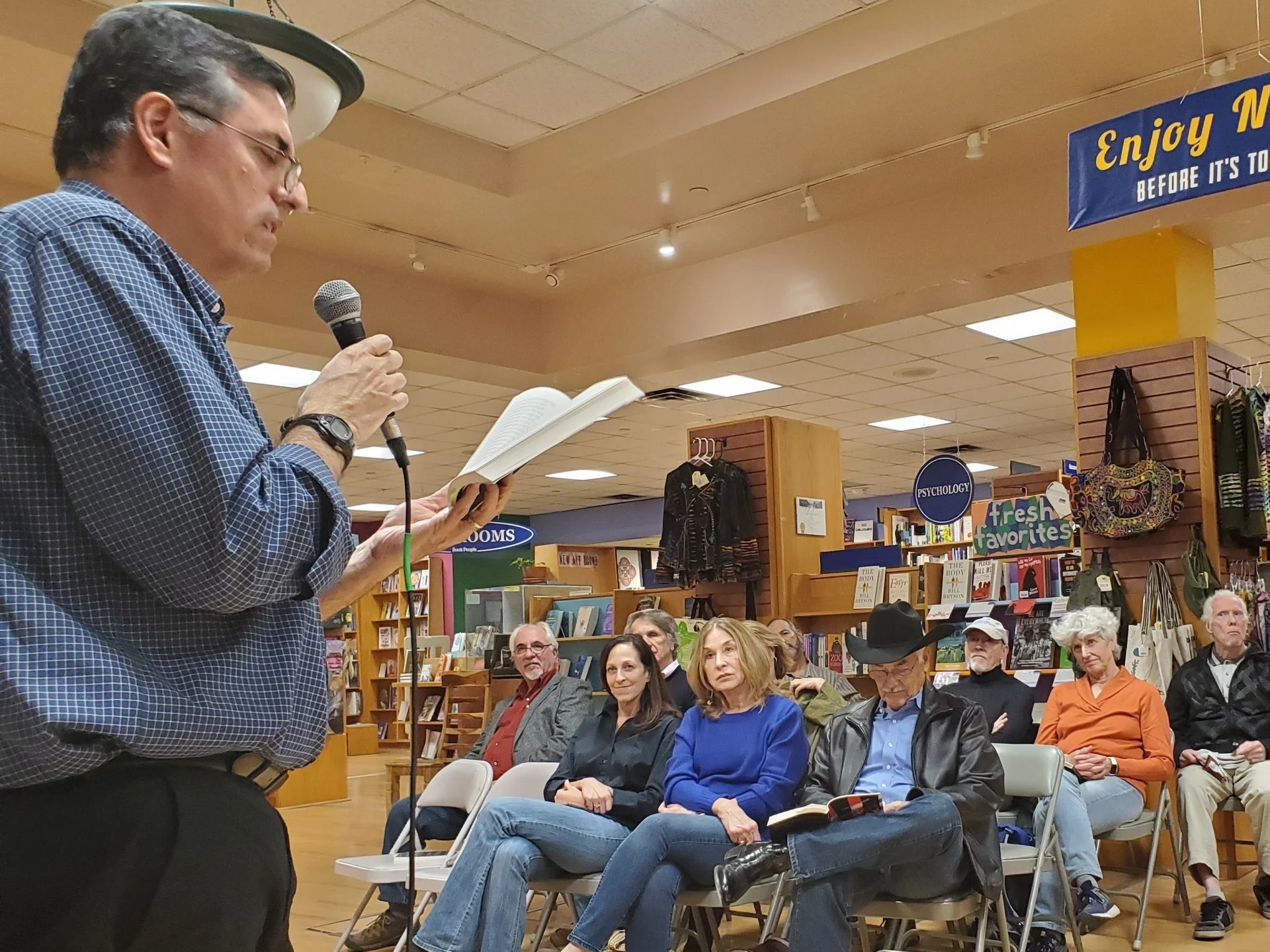 Sergio Troncoso reading at BookPeople in Austin, TX, 2019.