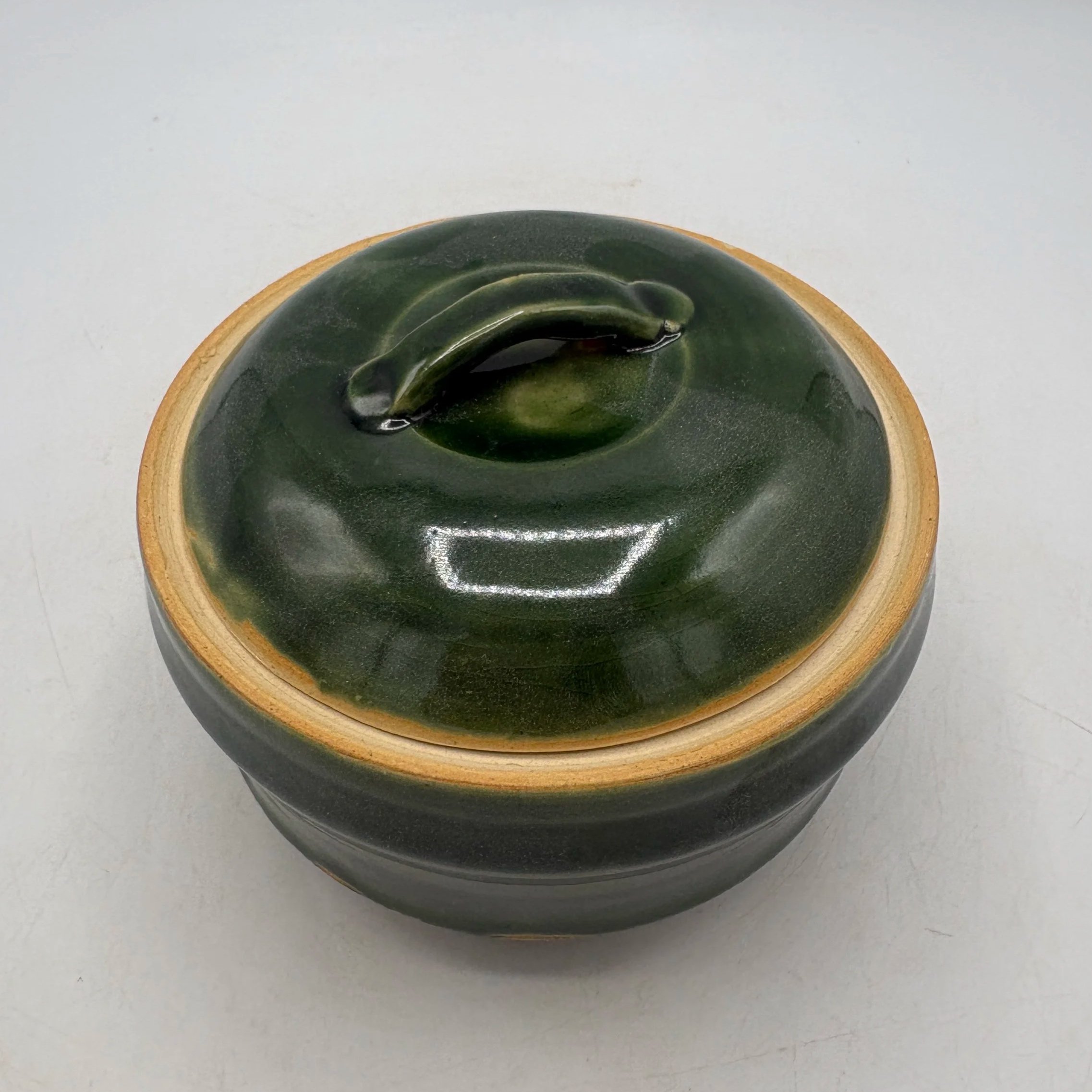 Wheel thrown mini casserole dish, fired to cone 06 oxidation