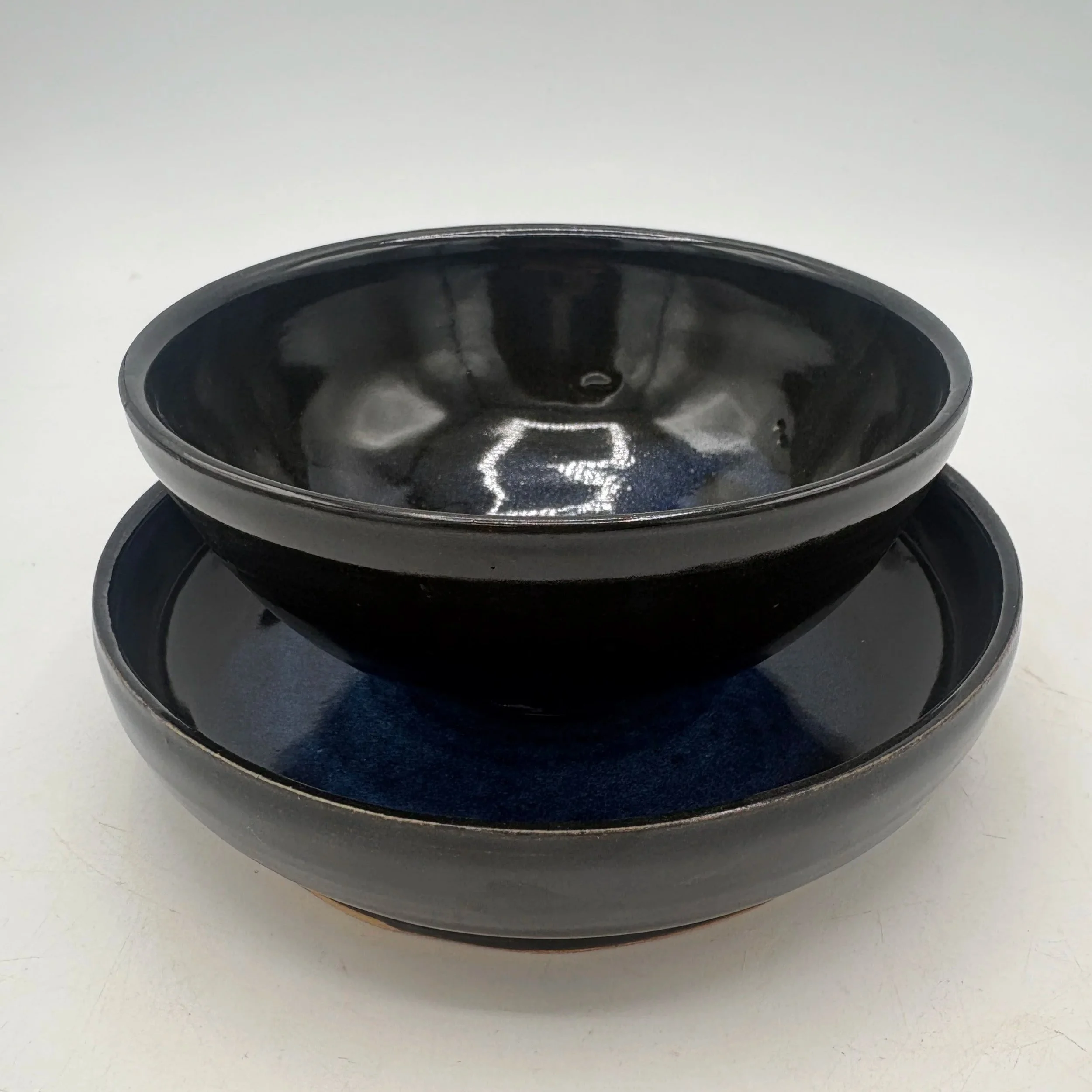 Wheel thrown matching bowl and plate, fired to cone 06 oxidation