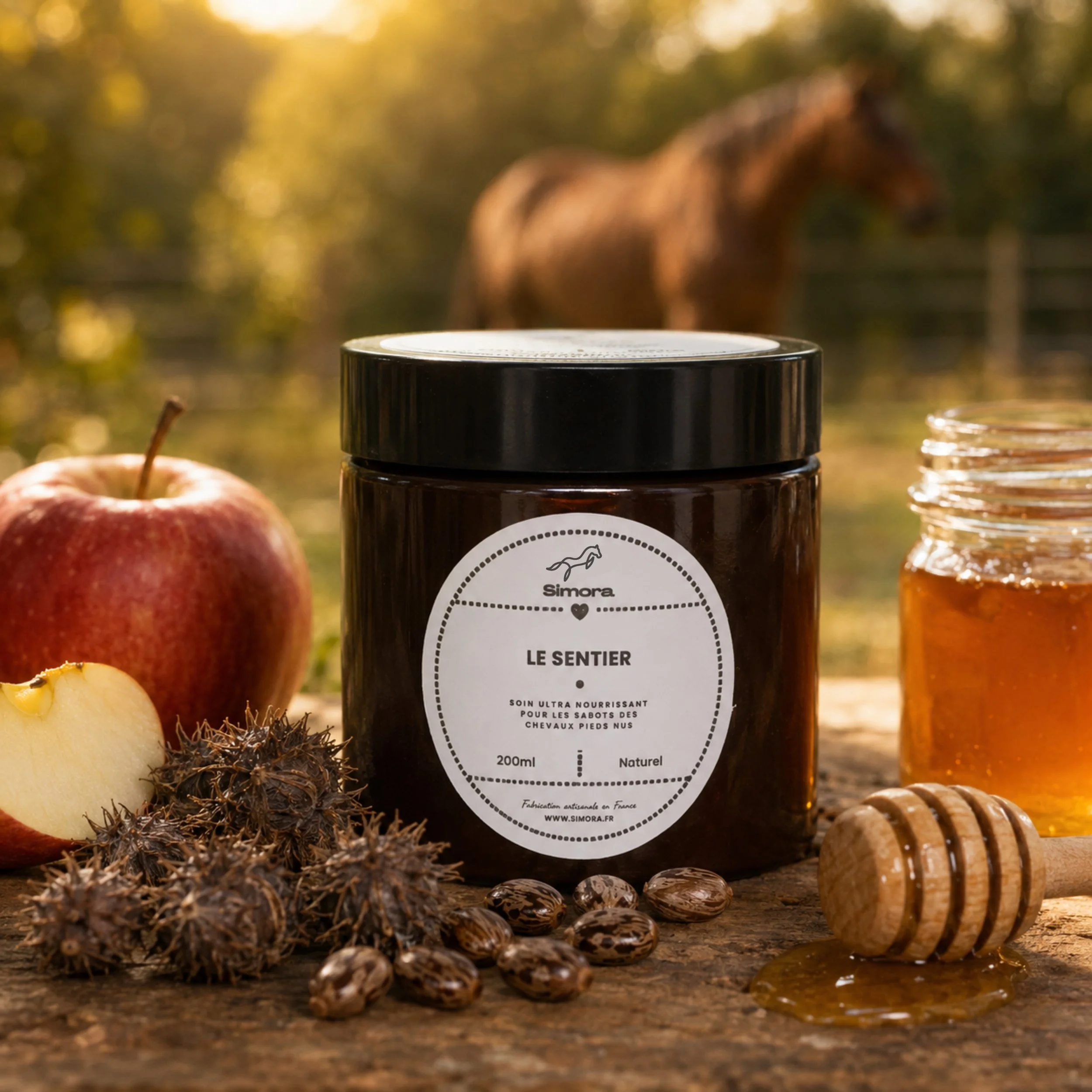 🍯🐴 Le Sentier n&rsquo;est pas un simple soin pour les sabots. C&rsquo;est une parenth&egrave;se de nature.

Pens&eacute; pour les chevaux pieds nus, il associe la richesse du miel des Combrailles, les propri&eacute;t&eacute;s nourrissantes de l&rsq