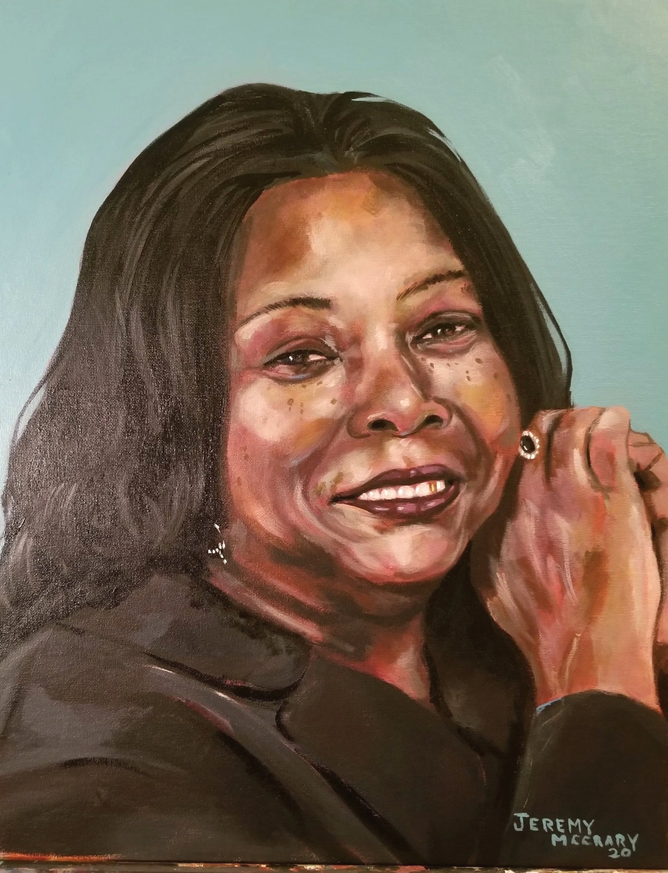 Female Commission portrait painting. painted by Jeremy McCrary art teacher.