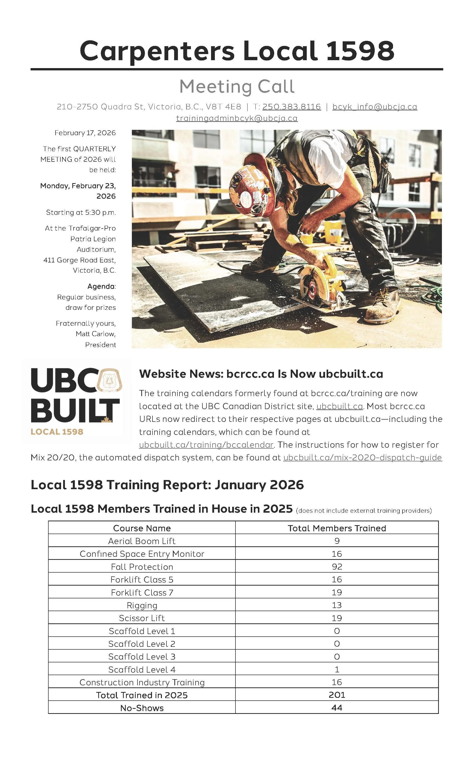 Page one of a quarterly newsletter that I oversaw for years, which I modified from a Word template. (2026)