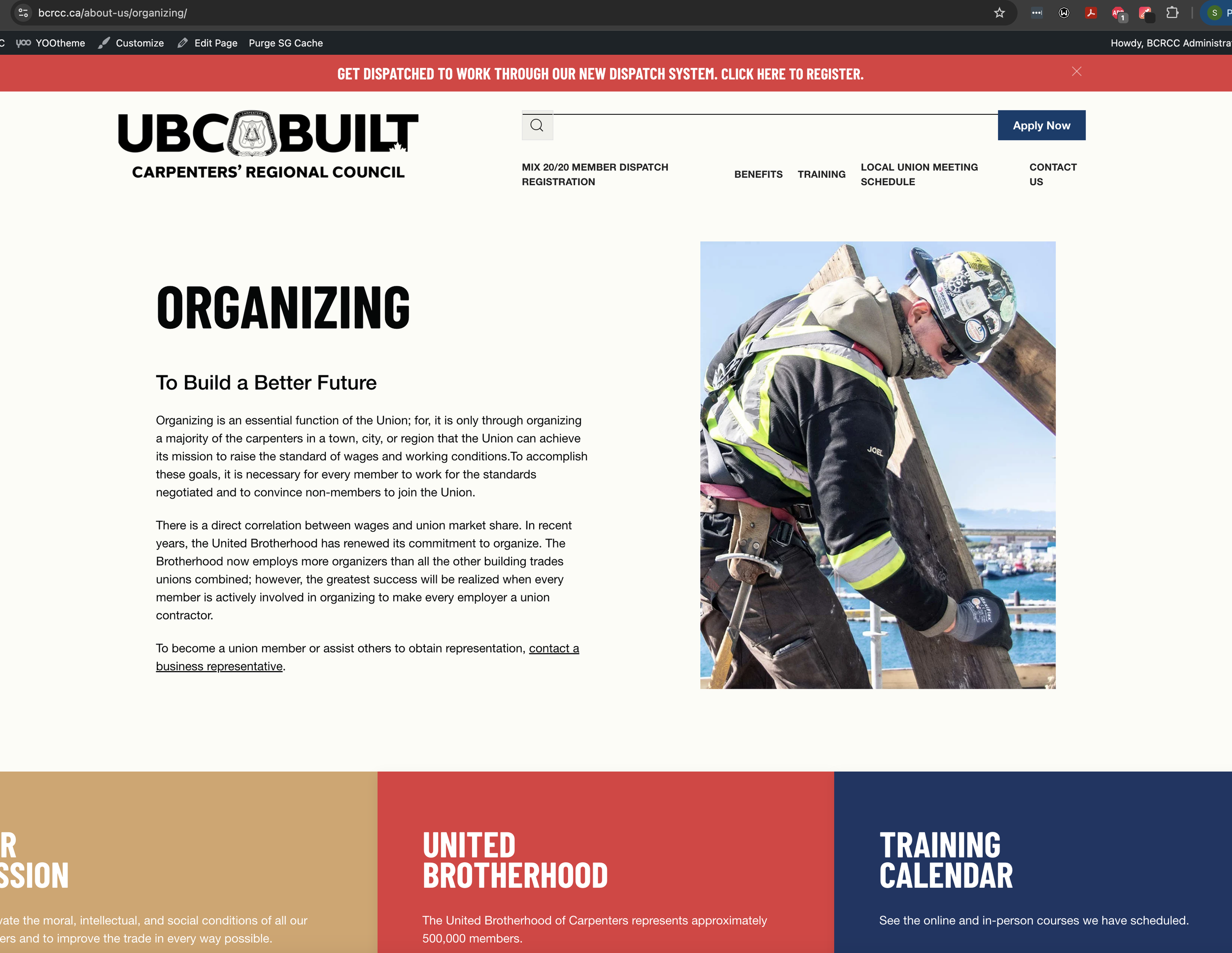 Screen snip of a page of a website (which no longer exists) that I maintained and helped design.