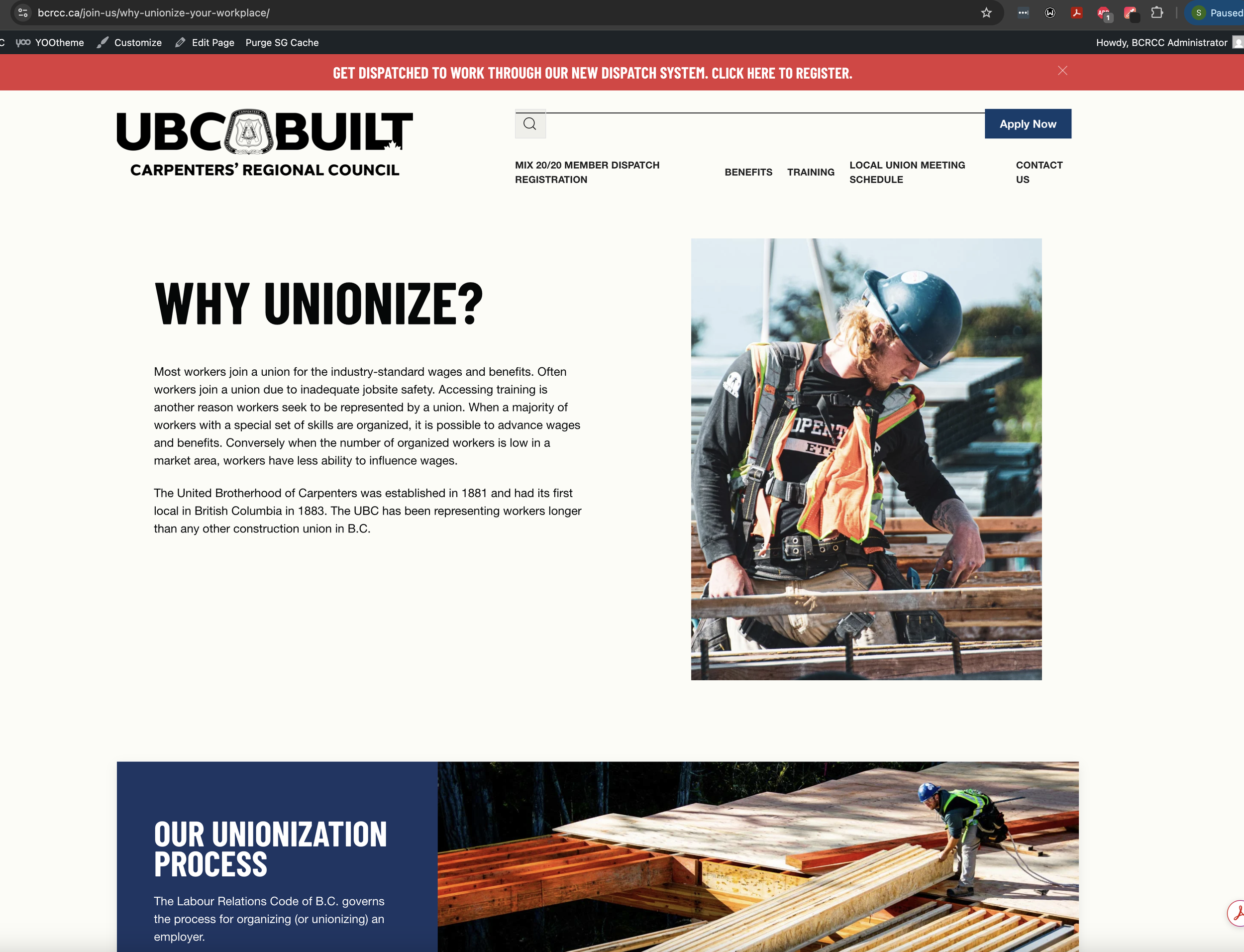 Screen snip of a page of a website (which no longer exists) that I maintained and helped design.
