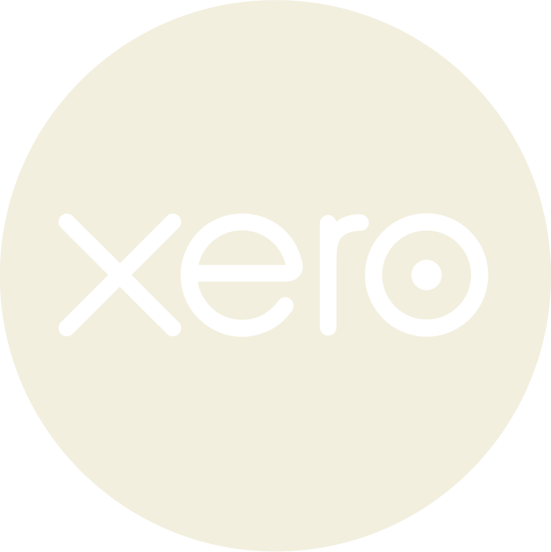 Xero logo with black text on a white circular background.
