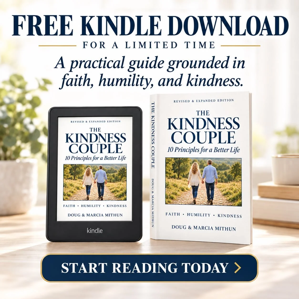 Free Kindle edition this week only.
What if a better life doesn&rsquo;t require becoming someone entirely different&mdash;but allowing God to transform who you already are?

The revised and expanded Kindle edition of The Kindness Couple: 10 Principle