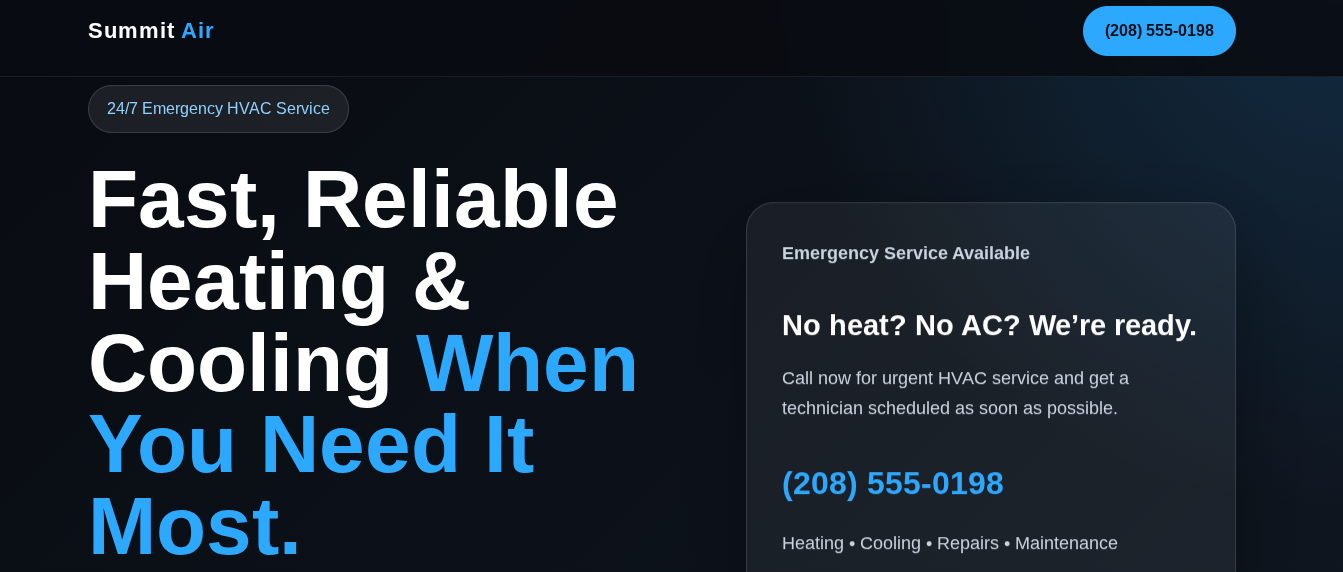 Summit Air- HVAC Service (Click to View Full Site)