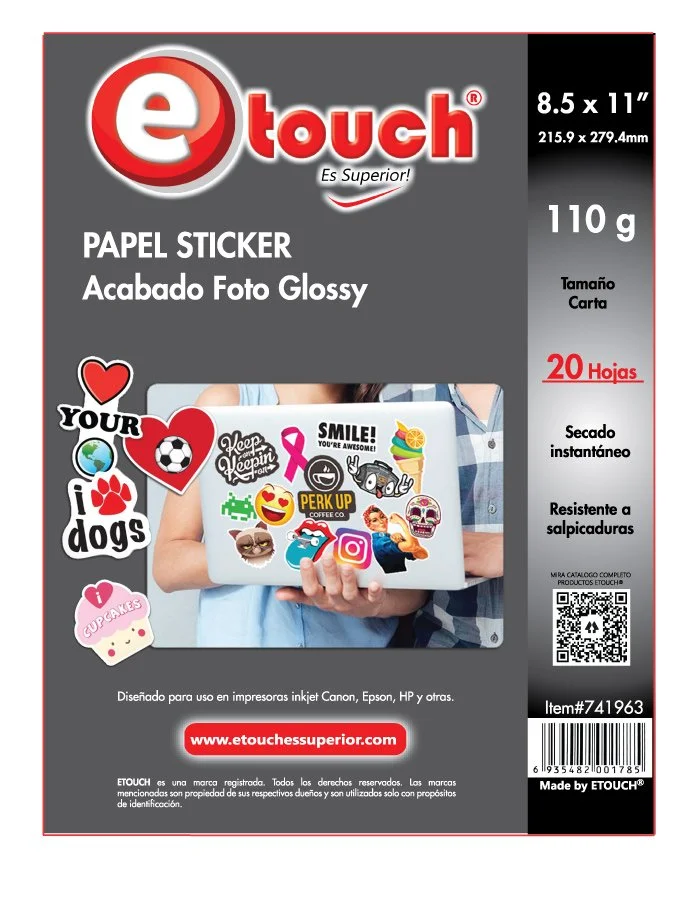PAPEL FOTO STICKER CARTA, 20 HOJAS ETOUCH®