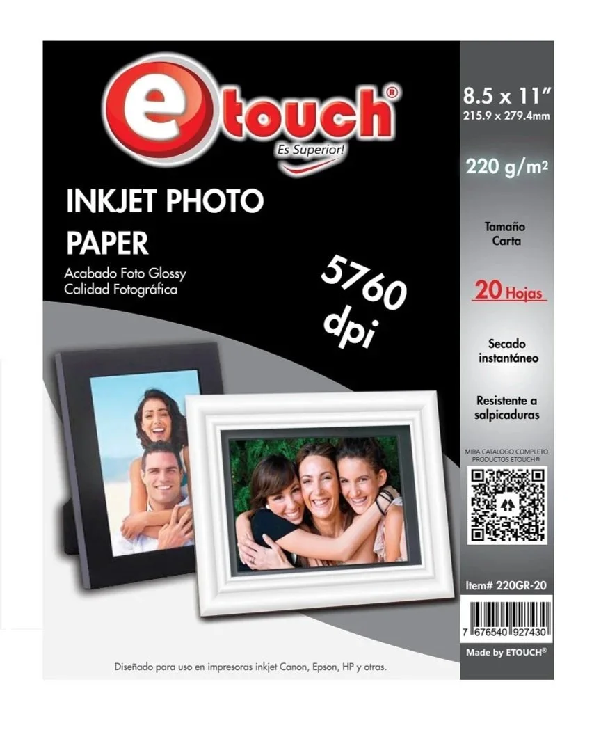 PAPEL FOTO CARTA  20 HOJAS ETOUCH®