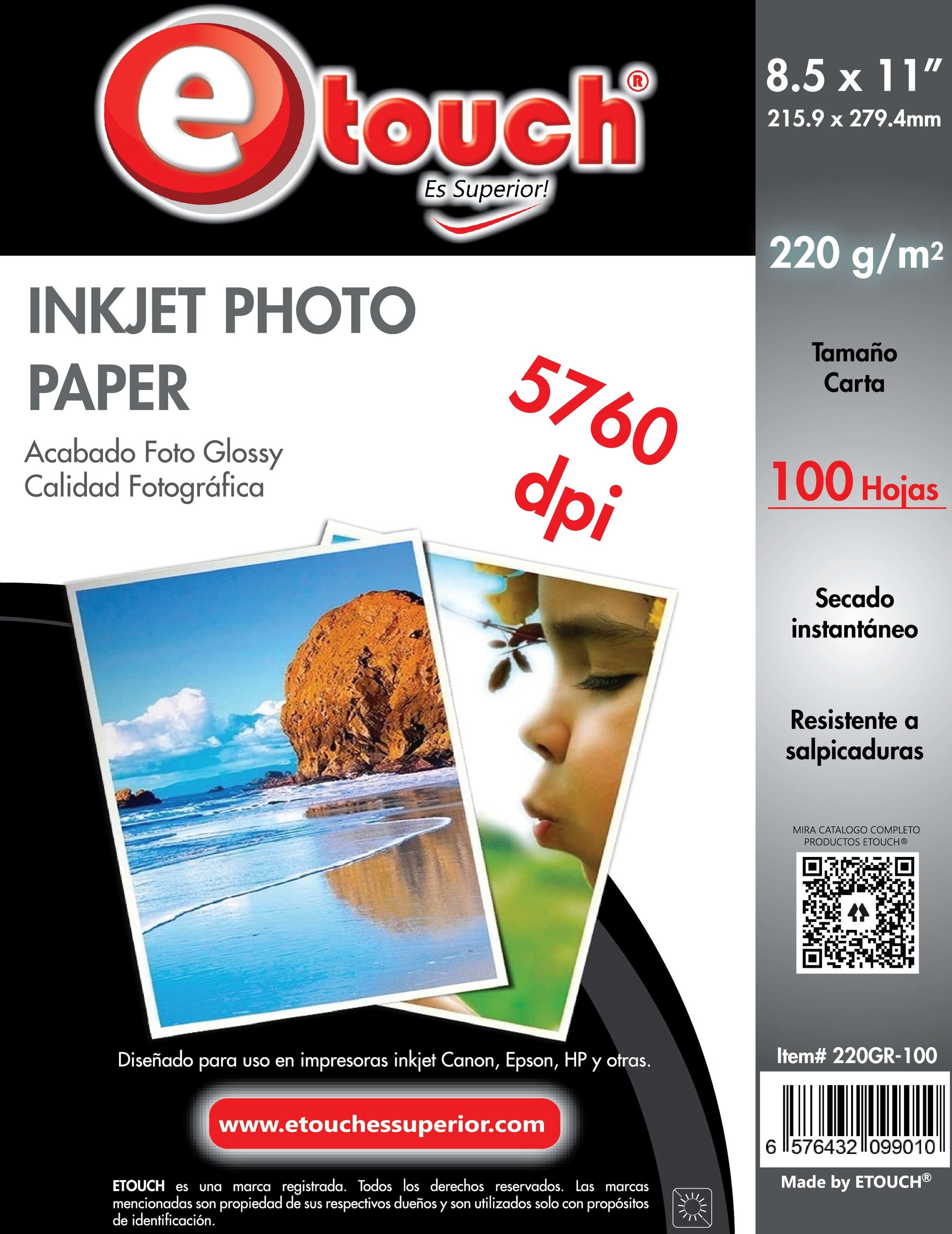 PAPEL FOTO CARTA  100 HOJAS ETOUCH®