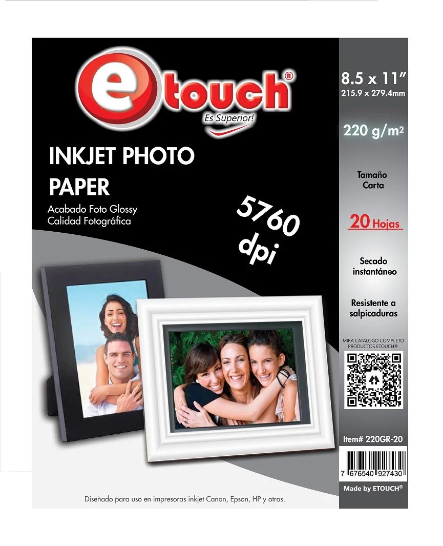 PAPEL FOTO CARTA 20 HOJAS ETOUCH®